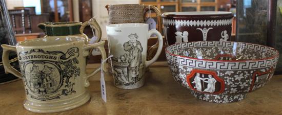 19C Copeland jug, jardiniere , coffee pot, 4 transfer-printed items etc